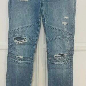 Abercrombie Fitch Jeans Womens‎ 28/6 Blue Medium Wash Distressed Moto Skinny Zip